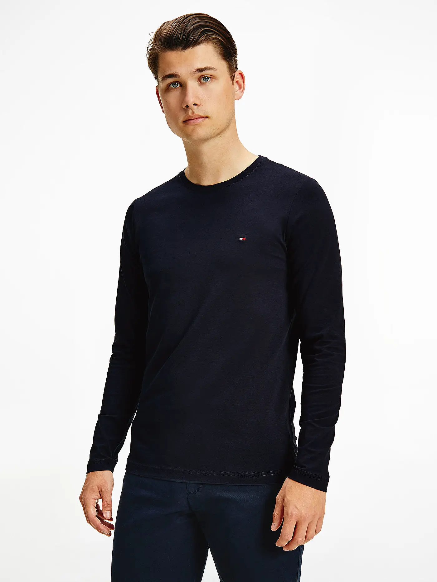 TOMMY HILFIGER | Langarmshirt Slim Fit | blau